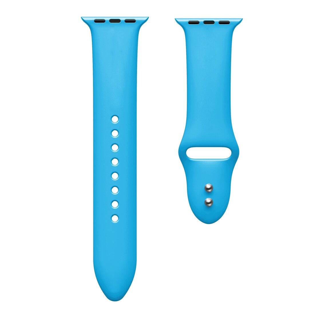 Silikon-Sportband - Blau - Doppeldruckknopf-Verschluss - Geeignet f&uuml;r Apple Watch 38mm / 40mm / 41mm / 42mm