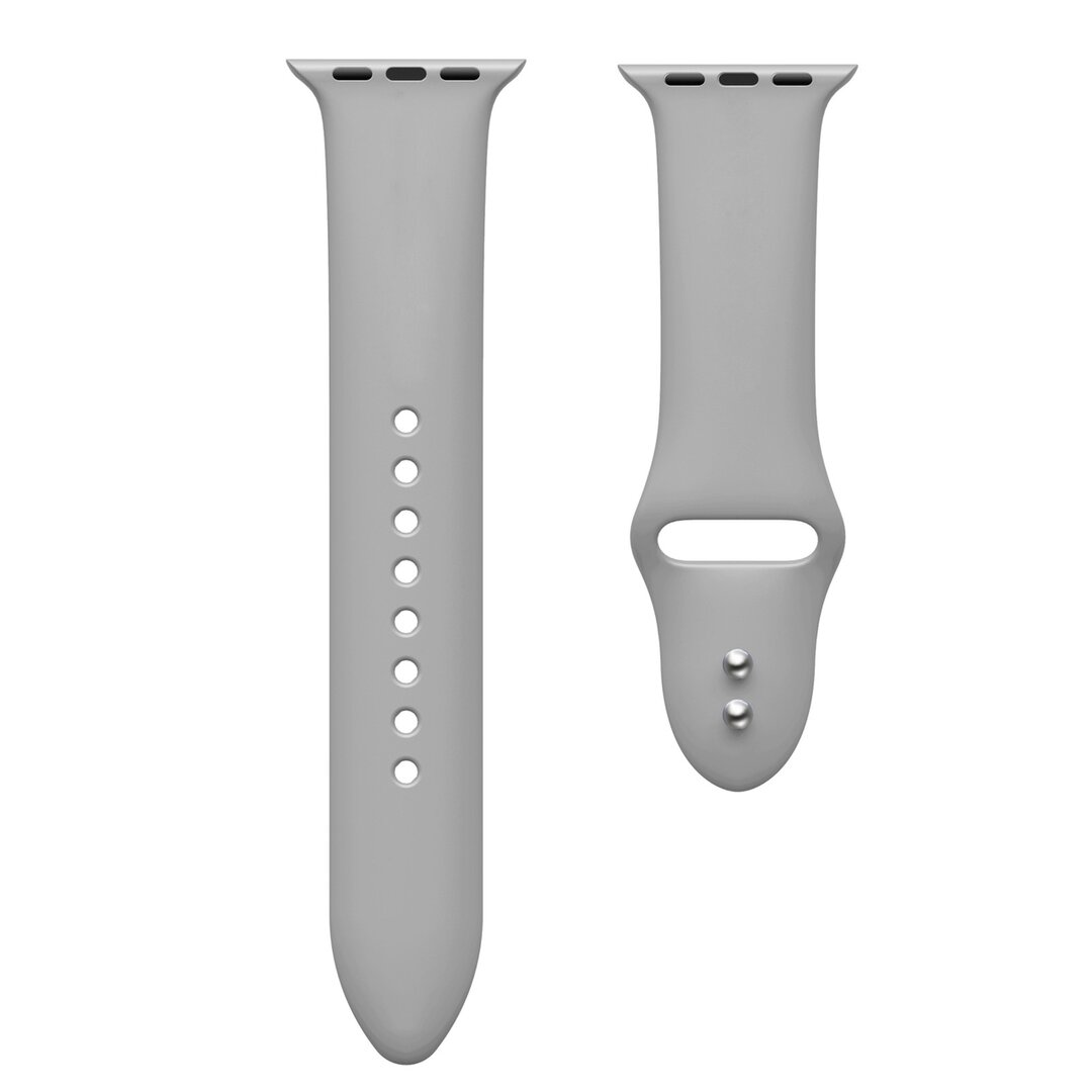 Silikon-Sportband - Grau - Doppelter Schnappverschluss - Geeignet f&uuml;r Apple Watch 38mm / 40mm / 41mm / 42mm