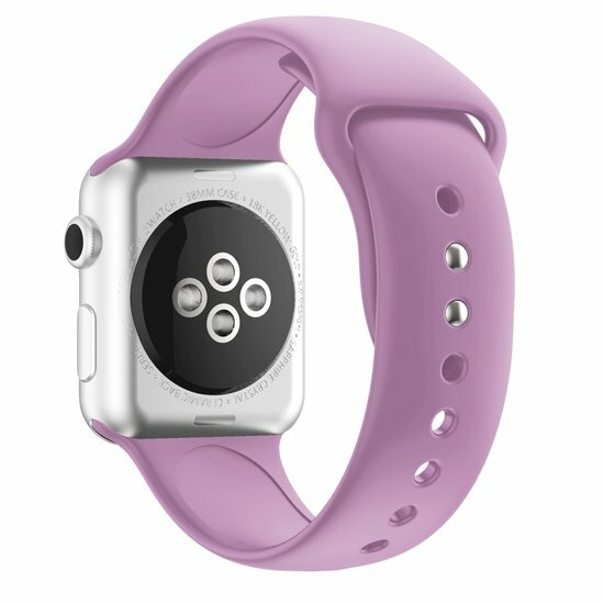 Silikon-Sportband - Hellviolett - Doppeldruckknopf-Verschluss - Passend f&uuml;r Apple Watch 44mm / 45mm / 46mm / 49mm