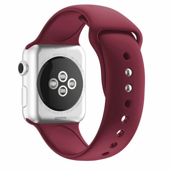 Silikon-Sportarmband - Bordeaux - Doppeldruckknopf-Verschluss - Passend f&uuml;r Apple Watch 44mm / 45mm / 46mm / 49mm