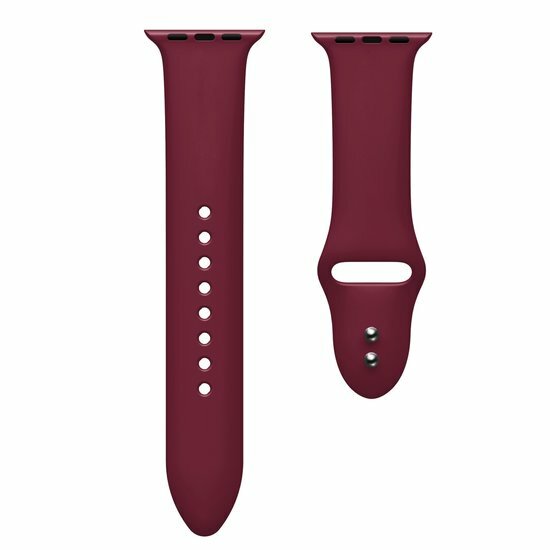 Silikon-Sportarmband - Bordeaux - Doppeldruckknopf-Verschluss - Passend f&uuml;r Apple Watch 44mm / 45mm / 46mm / 49mm