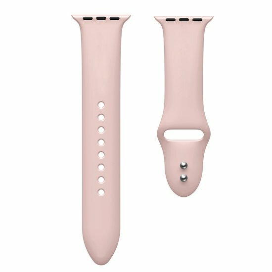 Silikon-Sportband - Weiches Rosa - Doppelter Druckknopf-Verschluss - Geeignet f&uuml;r Apple Watch 44mm / 45mm / 46mm / 49mm