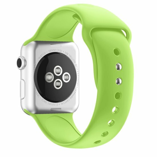 Silikon-Sportband - Hellgr&uuml;n - Doppeldruckknopf-Verschluss - Passend f&uuml;r Apple Watch 44mm / 45mm / 46mm / 49mm