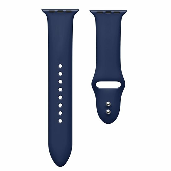 Silikon-Sportband - Dunkelblau - Doppeldruckknopf-Verschluss - Passend f&uuml;r Apple Watch 44mm / 45mm / 46mm / 49mm