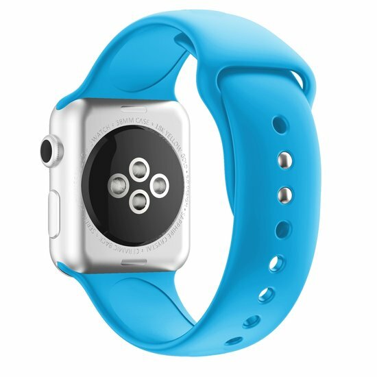 Silikon-Sportband - Blau - Doppeldruckknopf-Verschluss - Geeignet f&uuml;r Apple Watch 44mm / 45mm / 46mm / 49mm