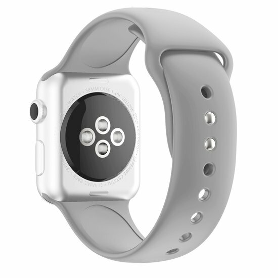 Silikon-Sportband - Grau - Doppeldruckknopf-Verschluss - Geeignet f&uuml;r Apple Watch 44mm / 45mm / 46mm / 49mm