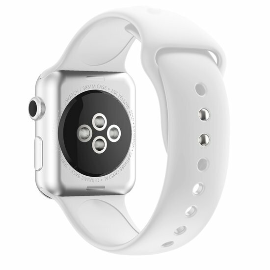 Silikon-Sportband - Wei&szlig; - Doppeldruckknopf-Verschluss - Geeignet f&uuml;r Apple Watch 44mm / 45mm / 46mm / 49mm
