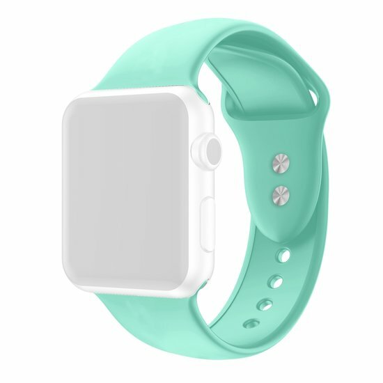 Silikon-Sportband - Mintgr&uuml;n - Doppeldruckknopf-Verschluss - Geeignet f&uuml;r Apple Watch 44mm / 45mm / 46mm / 49mm