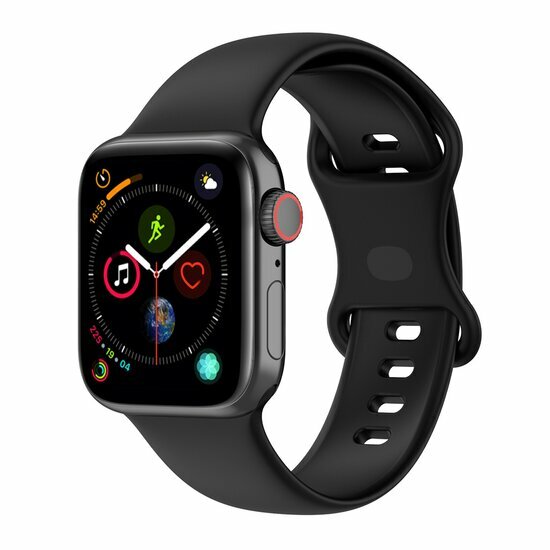 Silikon-Sportband - Schwarz - Gr&ouml;&szlig;e: S/M - Geeignet f&uuml;r Apple Watch 44mm / 45mm / 46mm / 49mm