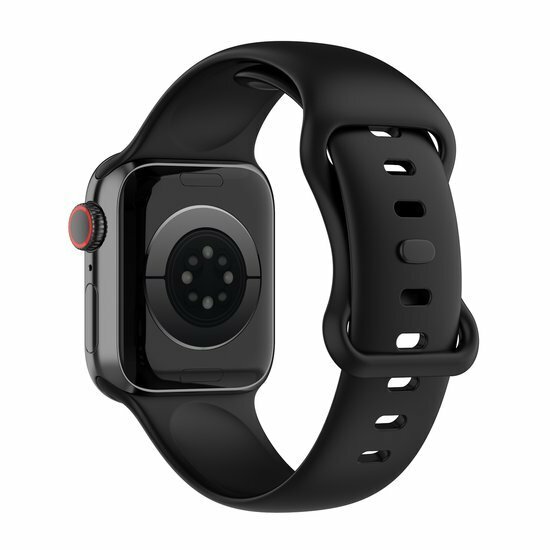 Silikon-Sportband - Schwarz - Gr&ouml;&szlig;e: M/L - Geeignet f&uuml;r Apple Watch 44mm / 45mm / 46mm / 49mm