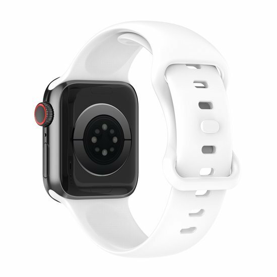 Silikon-Sportband - Wei&szlig; - Gr&ouml;&szlig;e: M/L - Geeignet f&uuml;r Apple Watch 44mm / 45mm / 46mm / 49mm