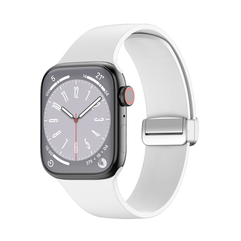 Silikonarmband - Faltschlie&szlig;e - Wei&szlig; - Geeignet f&uuml;r Apple Watch 38mm / 40mm / 41mm / 42mm