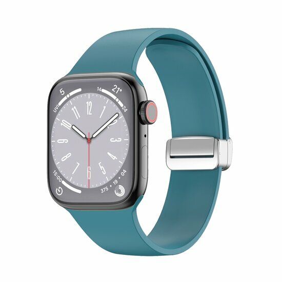 Silikonarmband - Faltschlie&szlig;e - Cyan - Geeignet f&uuml;r Apple Watch 44mm / 45mm / 46mm / 49mm