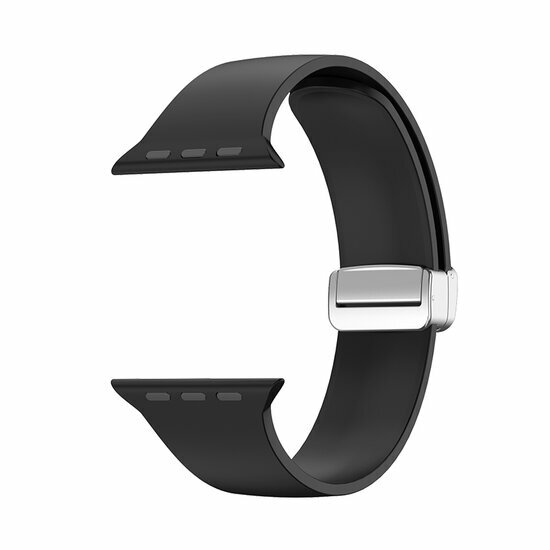 Silikonarmband - Faltschlie&szlig;e - Schwarz - Geeignet f&uuml;r Apple Watch 44mm / 45mm / 46mm / 49mm