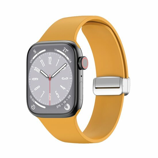Silikonarmband - Faltschlie&szlig;e - Ocker - Geeignet f&uuml;r Apple Watch 44mm / 45mm / 46mm / 49mm