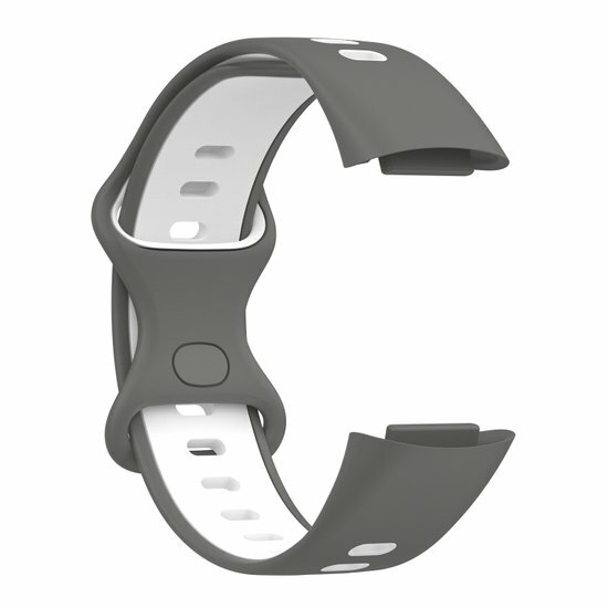 FitBit Charge 5 &amp; 6 Sportband mit Doppelschlaufe - Grau/Wei&szlig; - Zweifarbig - Gr&ouml;&szlig;e: L