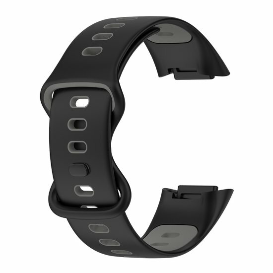 FitBit Charge 5 &amp; 6 Sportband mit Doppelschlaufe - Schwarz/Grau - Zweifarbig - Gr&ouml;&szlig;e: L