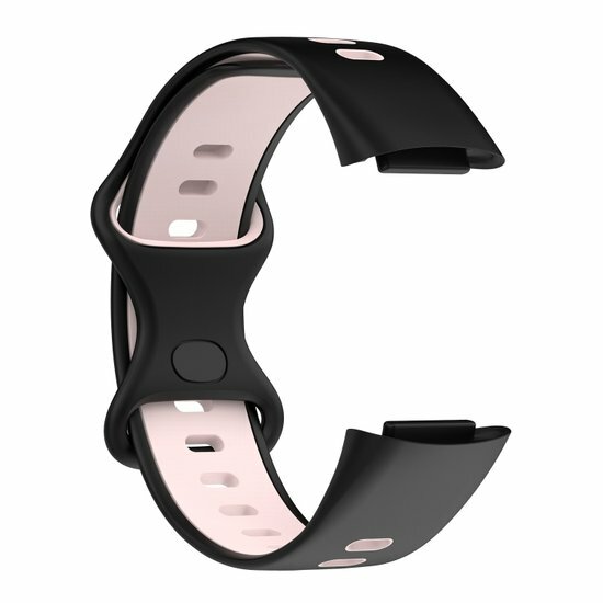 FitBit Charge 5 &amp; 6 Sportband mit Doppelschlaufe - Schwarz/Pink - Zweifarbig - Gr&ouml;&szlig;e: L