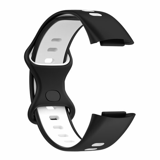 FitBit Charge 5 &amp; 6 Sportband mit Doppelschlaufe - Schwarz / Wei&szlig; - Zweifarbig - Gr&ouml;&szlig;e: L