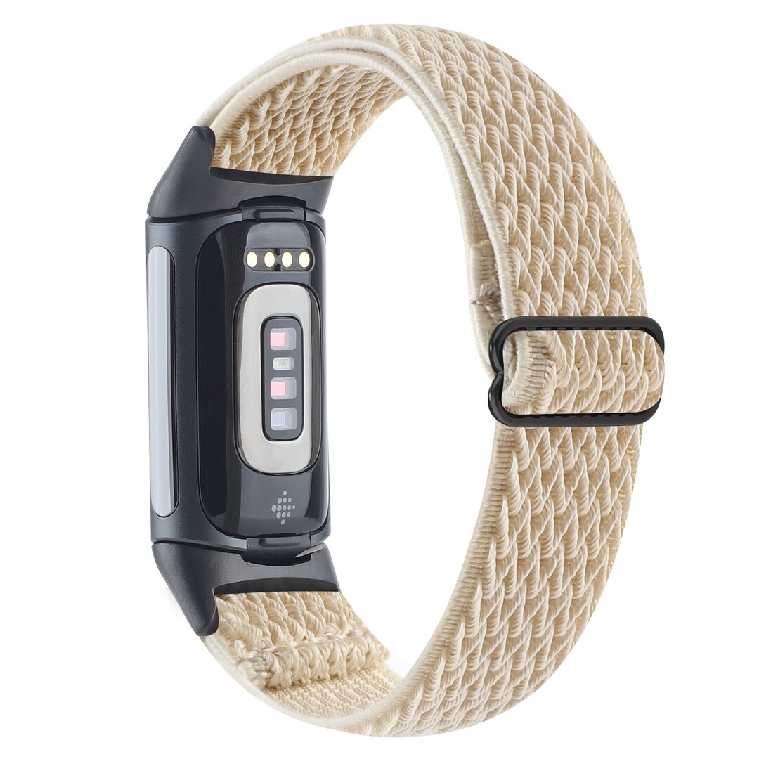 FitBit Charge 5 &amp; 6 Elastisches Solo-Schleifen-Nylonband - Beige