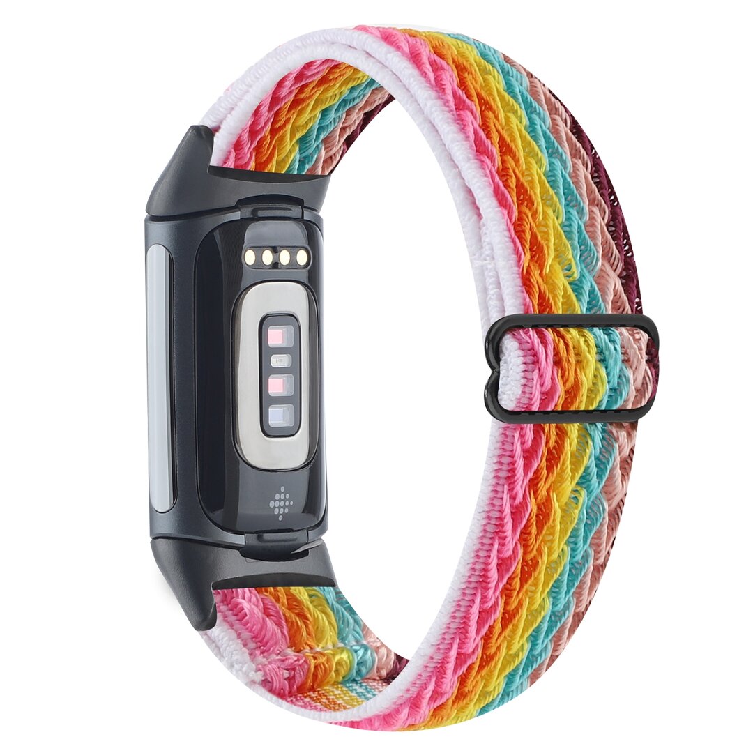 FitBit Charge 5 &amp; 6 Elastisches Solo-Schleifen-Nylonband - Mehrfarbig