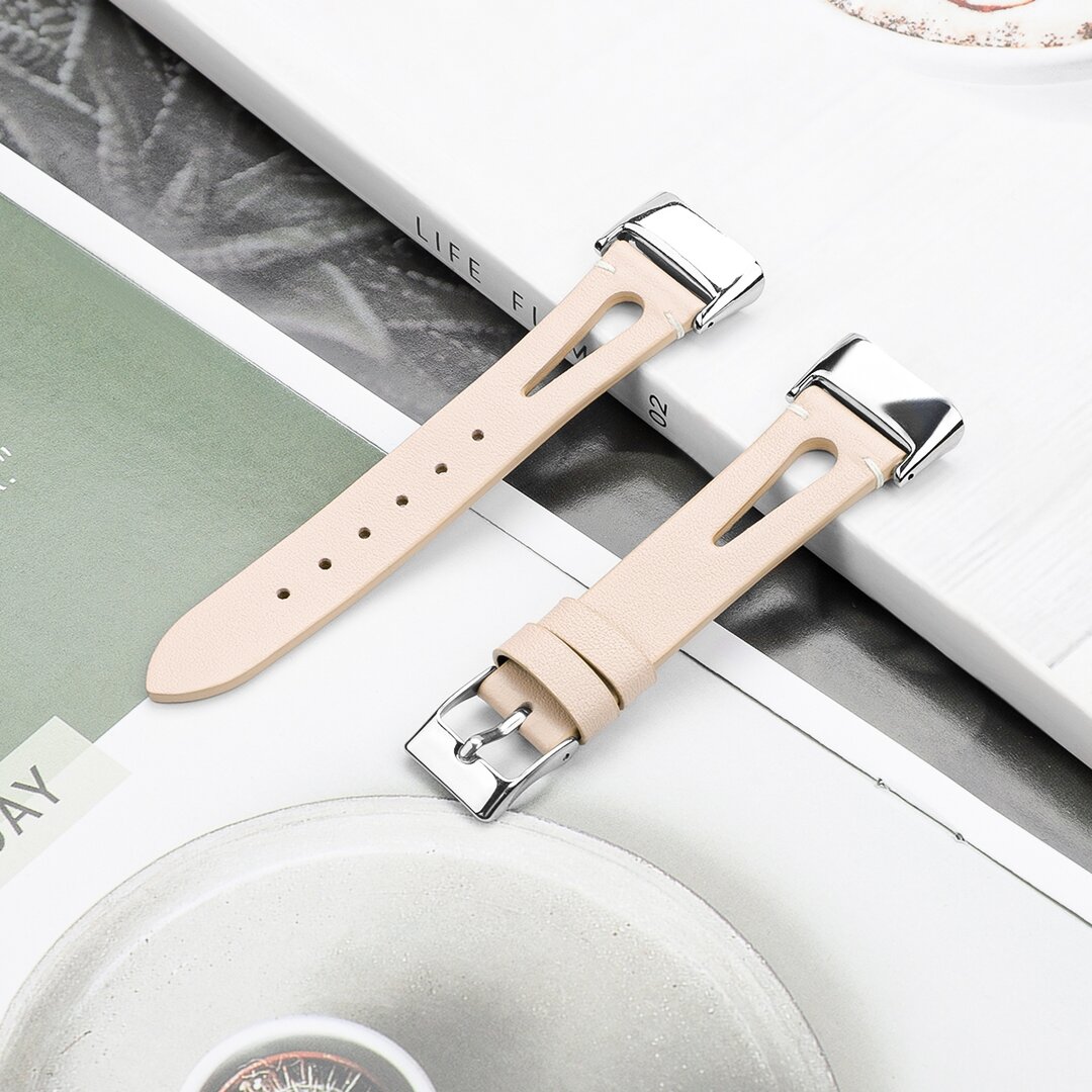 Fitbit Charge 5 &amp; 6 Armband - PU-Leder - Beige