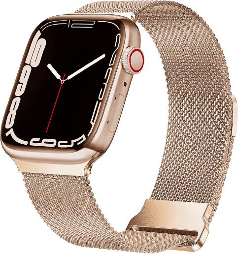 Milanaise Band - Champagner / Ros&eacute;gold - Extra starker Magnet - Geeignet f&uuml;r Apple Watch 38mm / 40mm / 41mm / 42mm