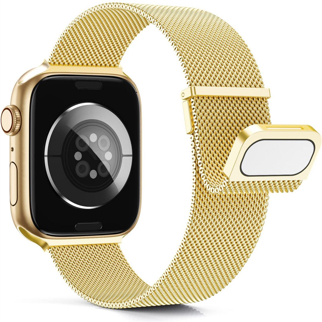 Milanaise Band - Gold - Extra starker Magnet - Geeignet f&uuml;r Apple Watch 38mm / 40mm / 41mm / 42mm