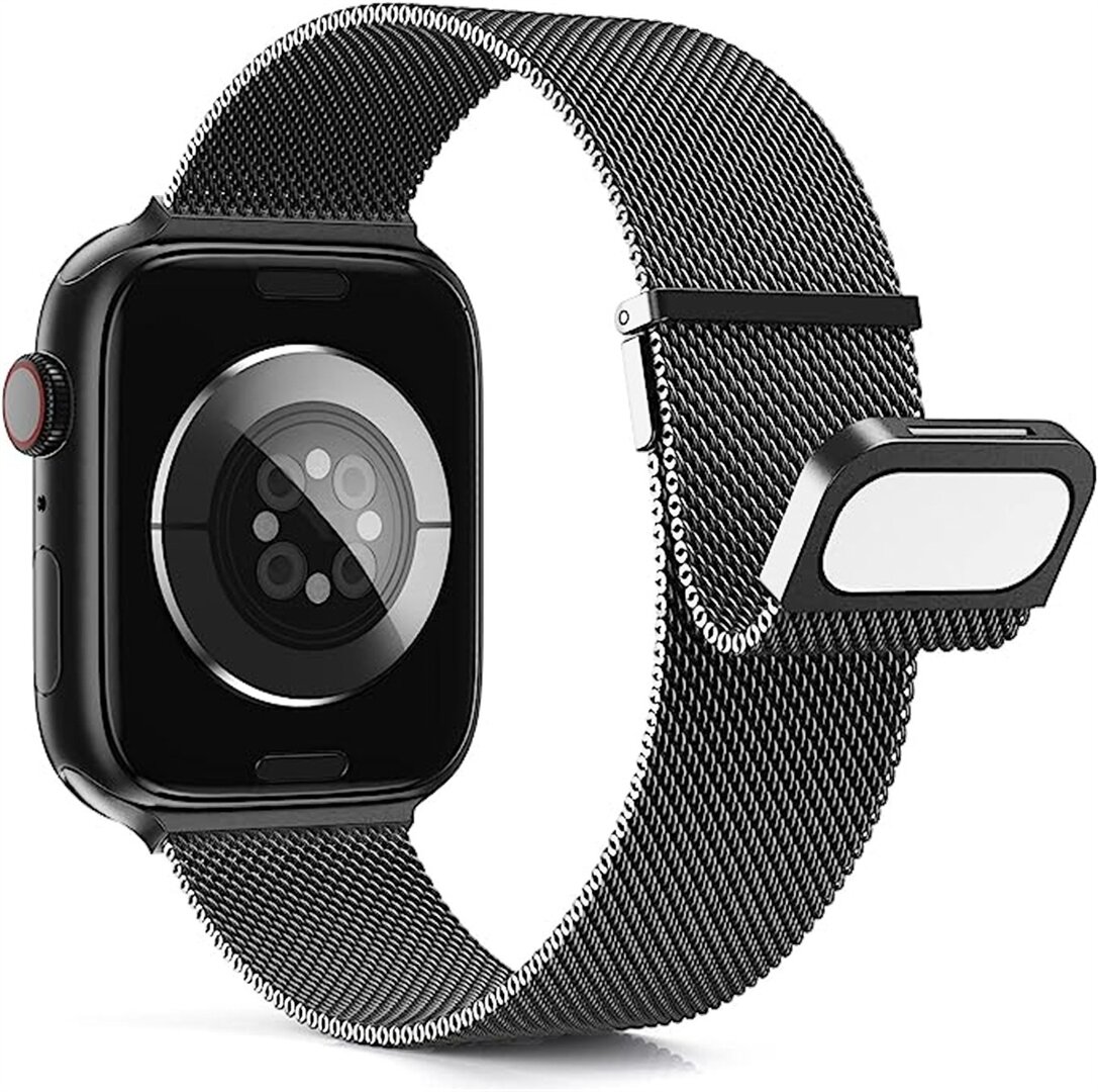 Milanaise Band - Space Grau - Extra starker Magnet - Geeignet f&uuml;r Apple Watch 44mm / 45mm / 46mm / 49mm
