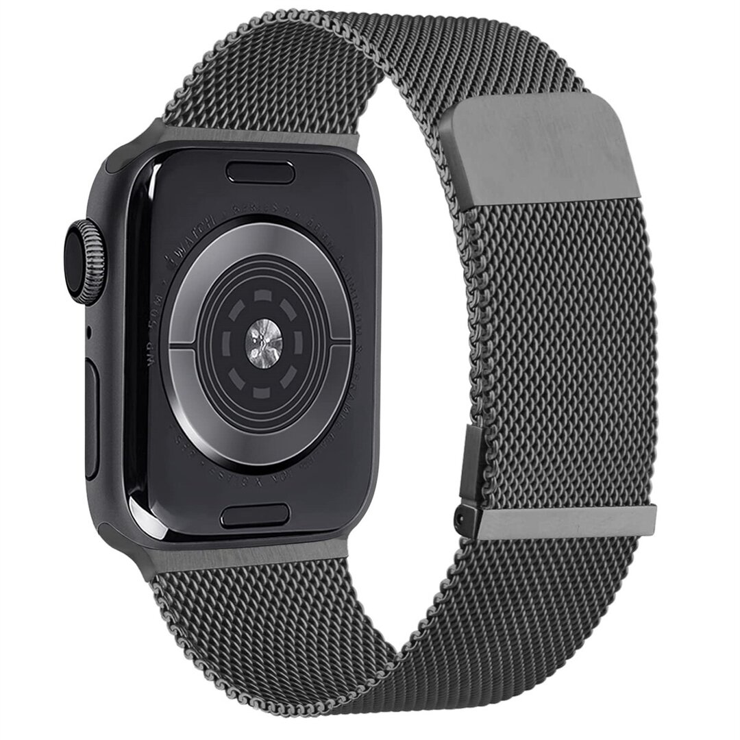 Milanaise Band - Space Grau - Extra starker Magnet - Geeignet f&uuml;r Apple Watch 44mm / 45mm / 46mm / 49mm