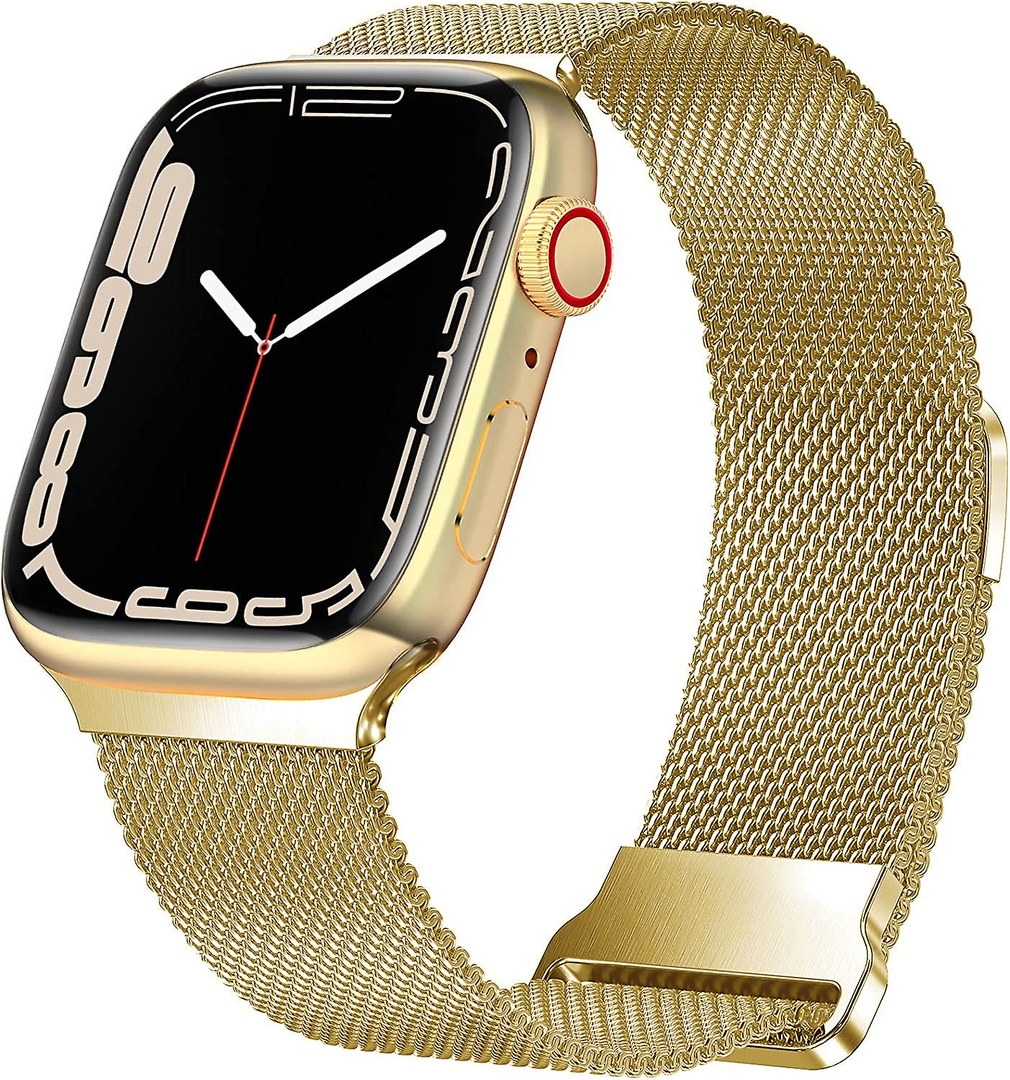 Milanaise Band - Gold - Extra starker Magnet - Geeignet f&uuml;r Apple Watch 44mm / 45mm / 46mm / 49mm