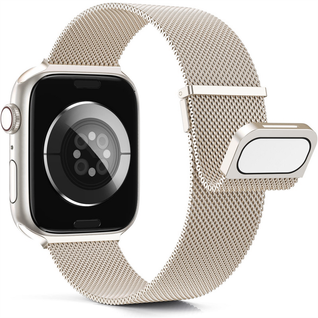 Milanaise Band - Polarstern / Starlight - Extra starker Magnet - Geeignet f&uuml;r Apple Watch 44mm / 45mm / 46mm / 49mm