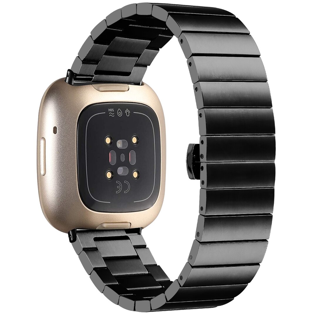Fitbit Versa 3/4 &amp; Sense 1/2 Metallgliederband - Schwarz