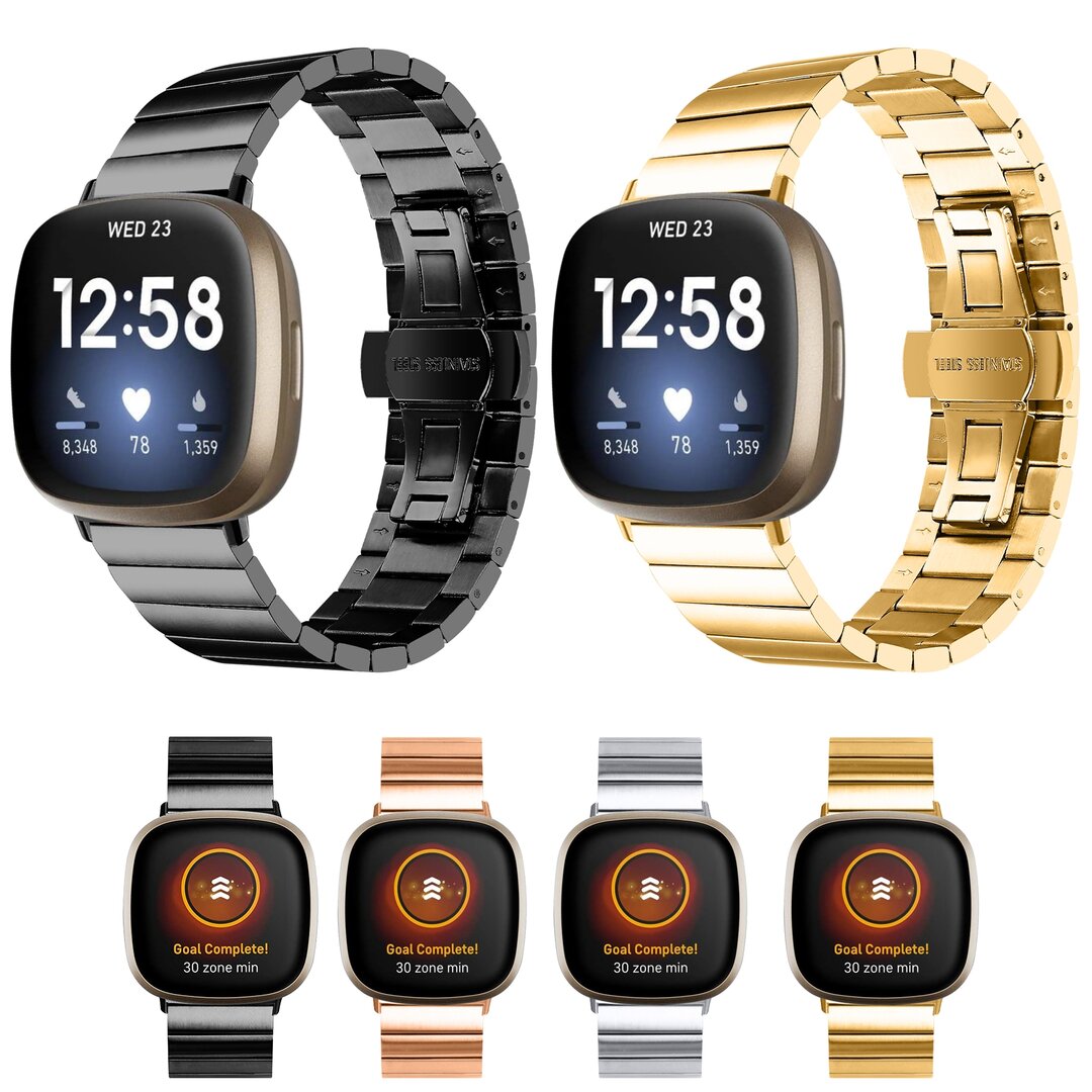 Fitbit Versa 3/4 &amp; Sense 1/2 Metallgliederband - Schwarz
