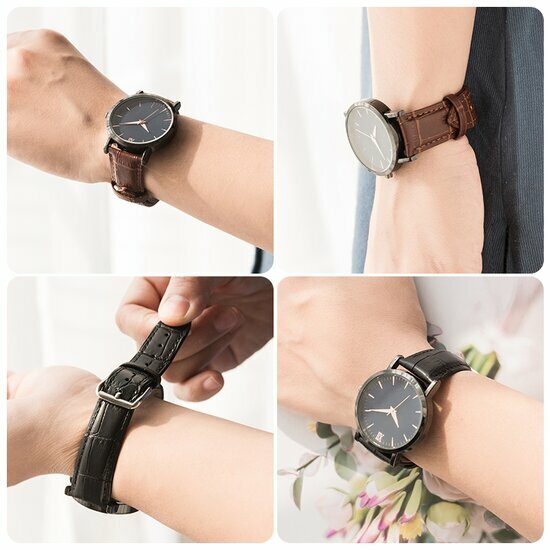 Samsung Galaxy Watch Active 2 - Crocodile Lederband - Braun