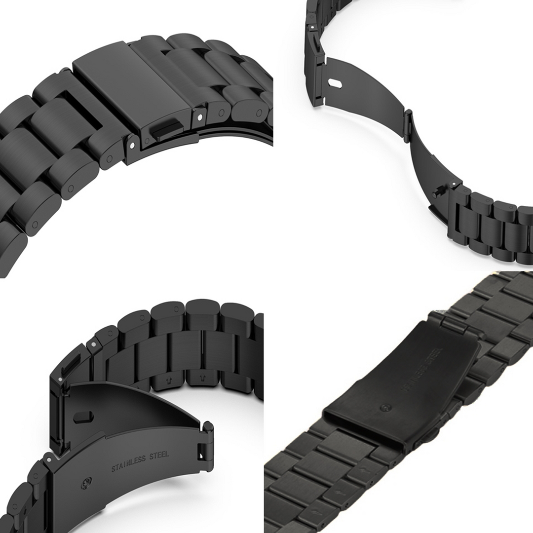 Stahlgliederarmband - Schwarz - Geeignet f&uuml;r Apple Watch 38mm / 40mm / 41mm / 42mm