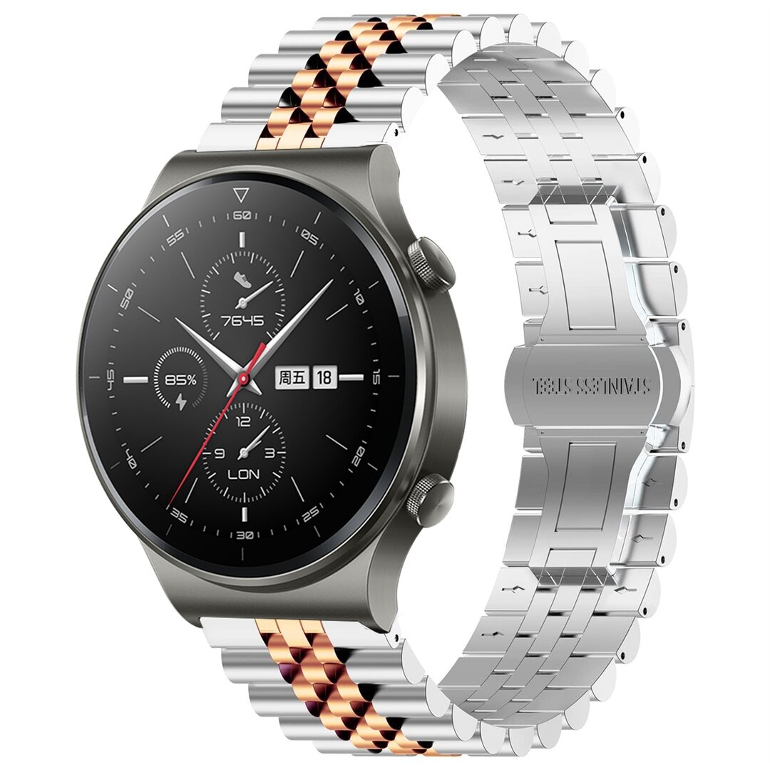 Stahlband - Silber / Ros&eacute;gold - Huawei Watch GT 2 Pro / GT 3 Pro - 46mm