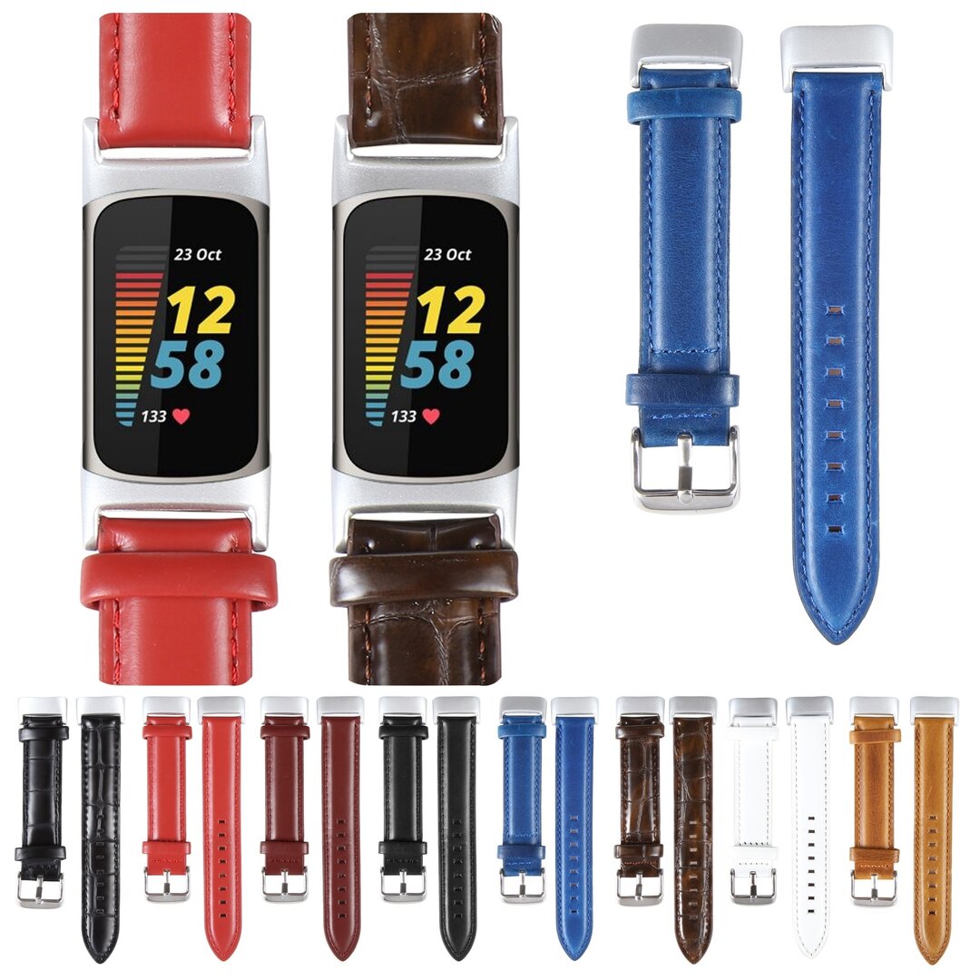 Fitbit Charge 5 &amp; 6 Band - Echtes Leder - Rot