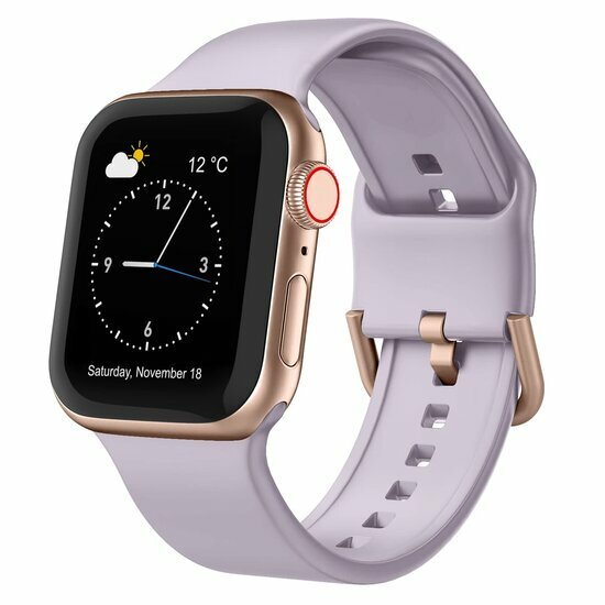 Weiches Silikonarmband mit Schnallenverschluss - Pastellviolett - Geeignet f&uuml;r Apple Watch 38mm / 40mm / 41mm / 42mm