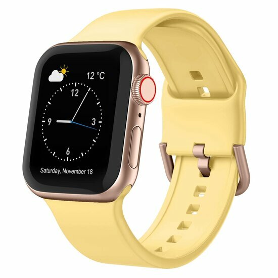 Weiches Silikonarmband mit Schnallenverschluss - Gelb - Geeignet f&uuml;r Apple Watch 38mm / 40mm / 41mm / 42mm