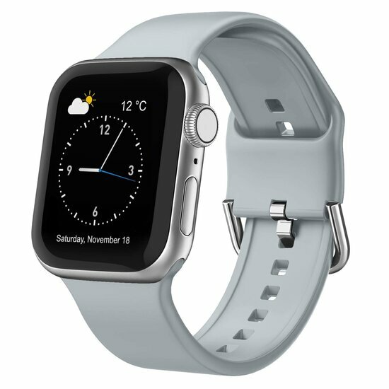 Weiches Silikonarmband mit Schnallenverschluss - Grau - Geeignet f&uuml;r Apple Watch 38mm / 40mm / 41mm / 42mm