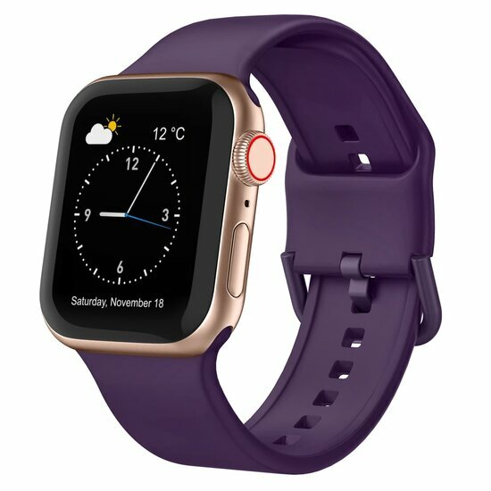 Weiches Silikonarmband mit Schnallenverschluss - Dunkelviolett - Geeignet f&uuml;r Apple Watch 38mm / 40mm / 41mm / 42mm