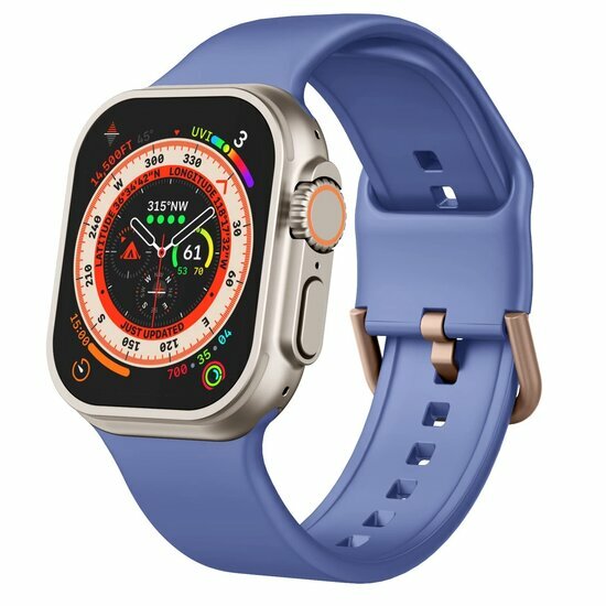 Weiches Silikonarmband mit Schnallenverschluss - Blau-violett - Geeignet f&uuml;r Apple Watch 44mm / 45mm / 49mm