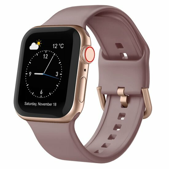 Weiches Silikonarmband mit Schnallenverschluss - Violettbraun - Geeignet f&uuml;r Apple Watch 44mm / 45mm / 49mm