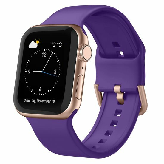 Weiches Silikonarmband mit Schnallenverschluss - Lila - Geeignet f&uuml;r Apple Watch 44mm / 45mm / 49mm