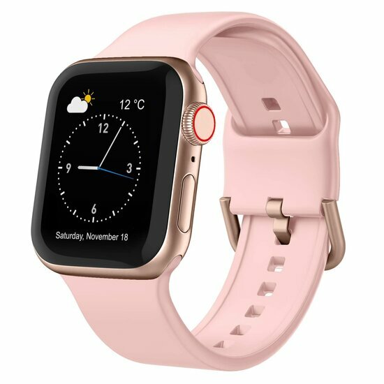 Weiches Silikonarmband mit Schnallenverschluss - Pink - Geeignet f&uuml;r Apple Watch 44mm / 45mm / 49mm