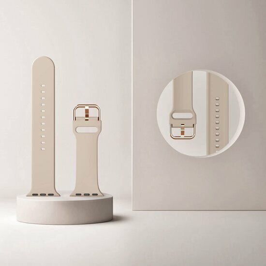 Weiches Silikonarmband mit Schnallenverschluss - Cappuccino - Geeignet f&uuml;r Apple Watch 44mm / 45mm / 49mm