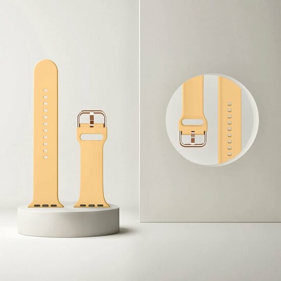 Weiches Silikonarmband mit Schnallenverschluss - Dunkelgelb - Geeignet f&uuml;r Apple Watch 44mm / 45mm / 49mm