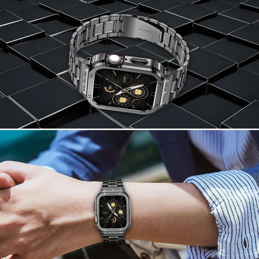 Ultra-Schutz-Edelstahlband - Schwarz - Geeignet f&uuml;r Apple Watch 44mm