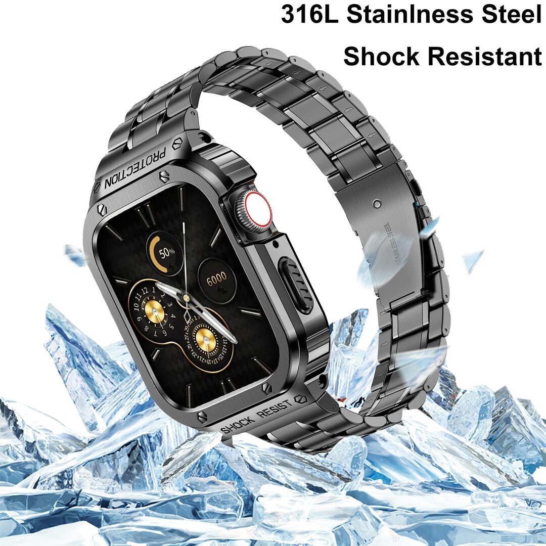 Ultra-Schutz-Edelstahlband - Schwarz - Geeignet f&uuml;r Apple Watch 44mm